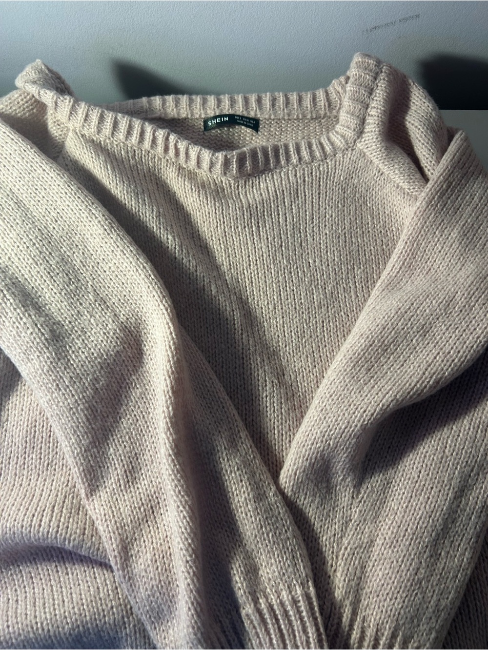 💗SHEIN | Soft Dusty Pink Knit Crewneck Sweater - Picture 3 of 3